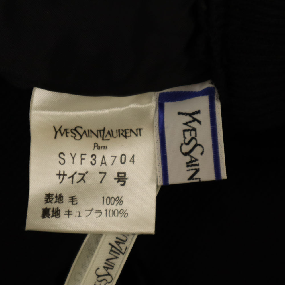 YVES SAINT LAURENT イヴサンローラン 90s オールド ミディ丈 ニット タイトスカート 7号 ブラック レディース