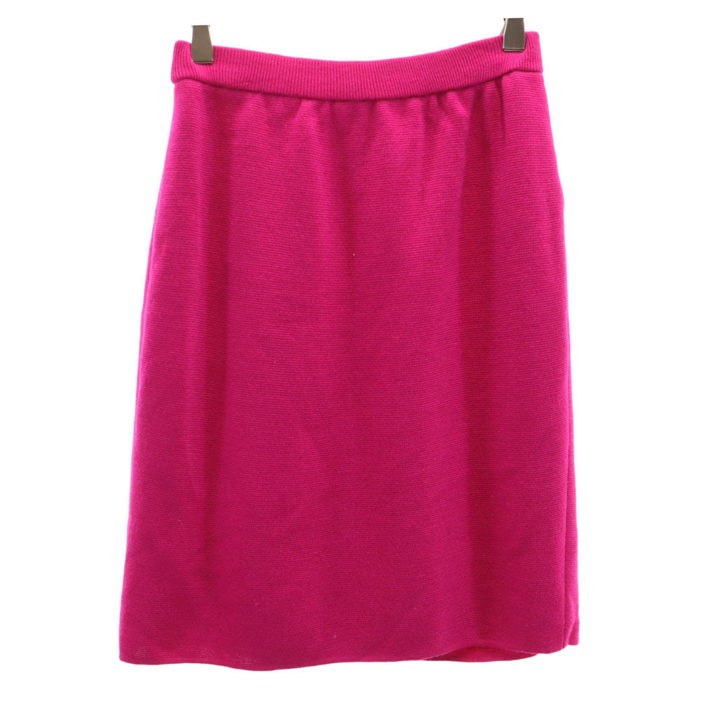 YVES SAINT LAURENT イヴサンローラン 90s オールド ミディ丈 ニット タイトスカート 7号 マゼンタ レディース