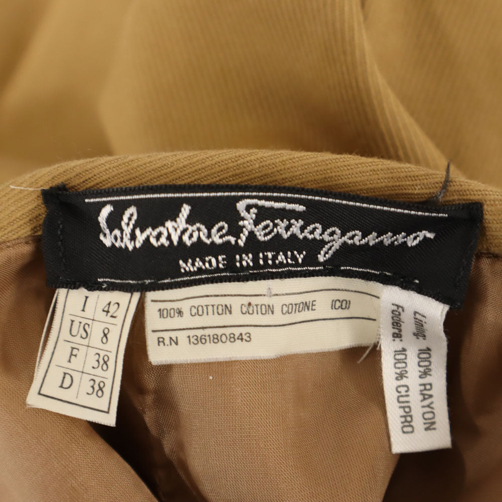 Salvatore Ferragamo サルヴァトーレフェラガモ 90s イタリア製 オールド ミディ丈 タイトスカート 42 ベージュブラウン レディース