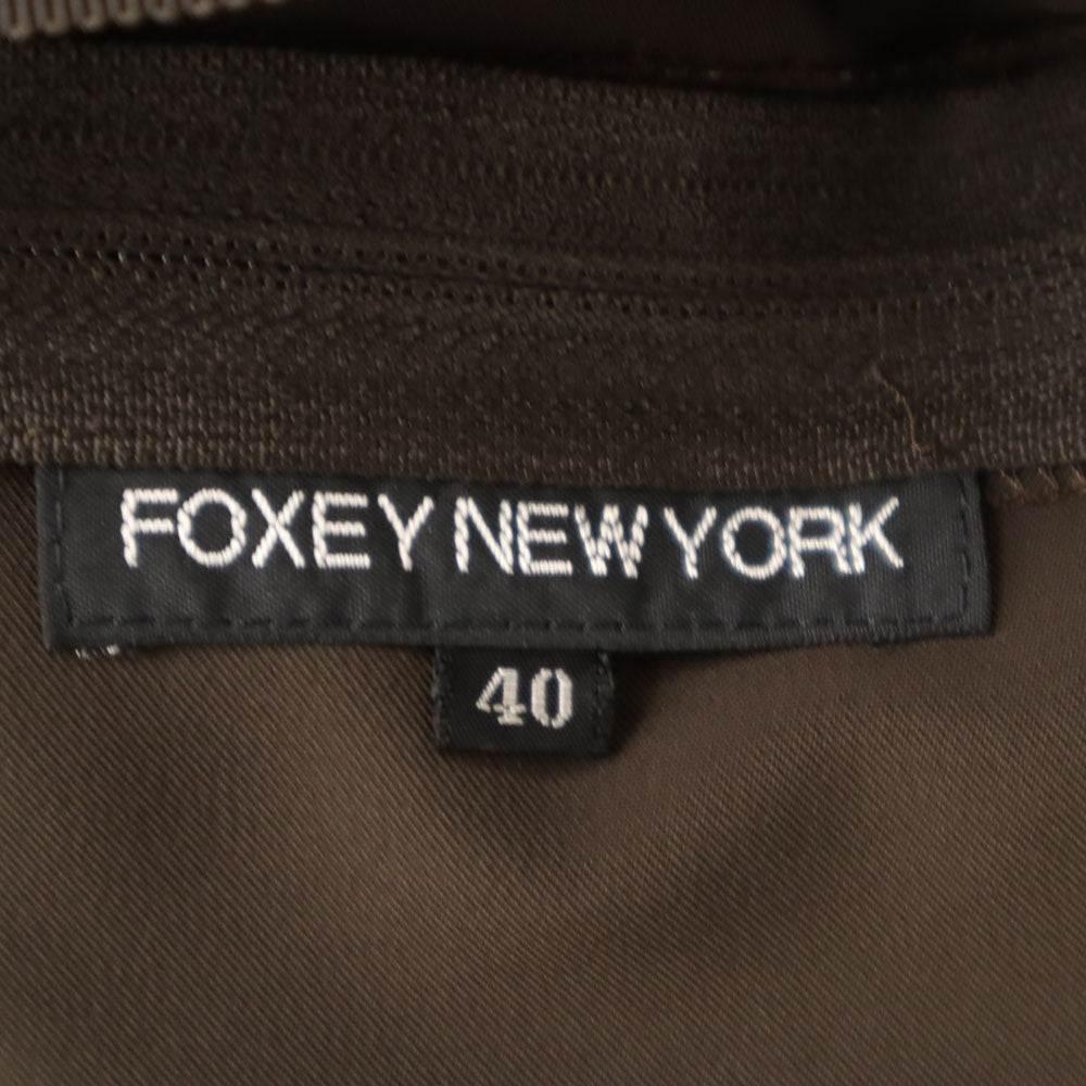 FOXEY NEW YORK フォクシーニューヨーク 日本製 ミディ丈 プリーツスカート 40 ブラウン レディース