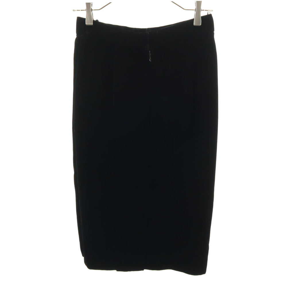 Christian Dior クリスチャンディオール 90s オールド ミモレ丈 ベロア タイトスカート LL ブラック レディース