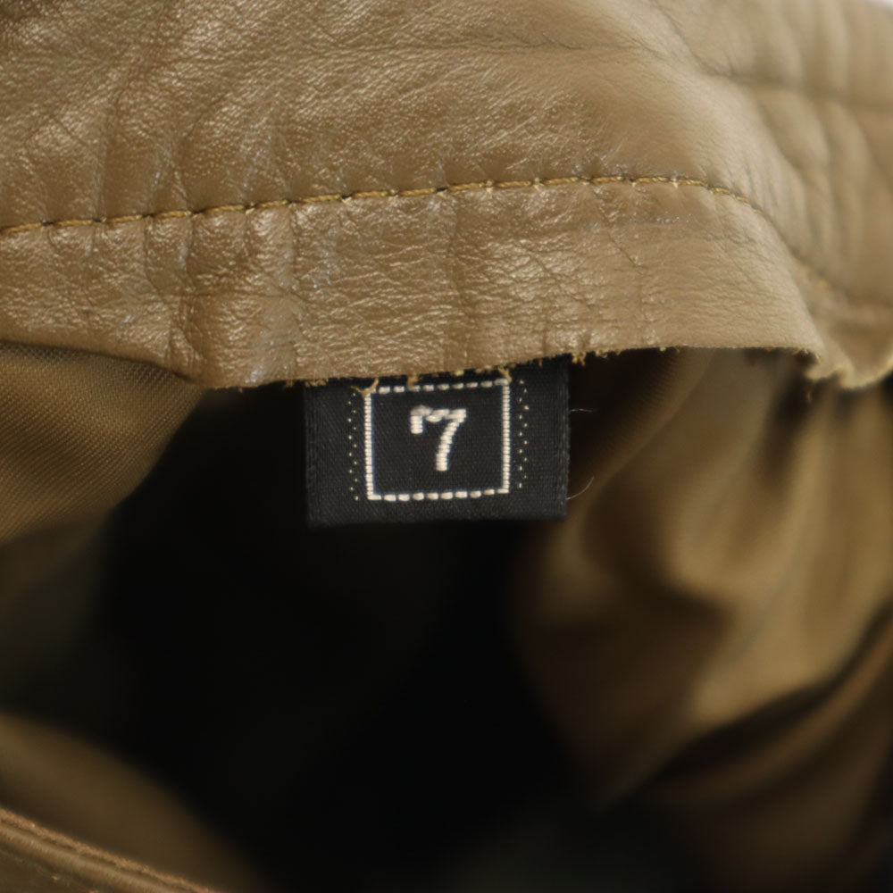 日本製 ミディ丈 牛革 レザー タイトスカート 7 ブラウン レディース