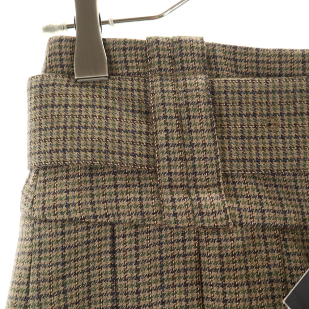 未使用 プランピーナッツ チェック柄 プリーツ キュロットスカート 38 ブラウン 他 レディース