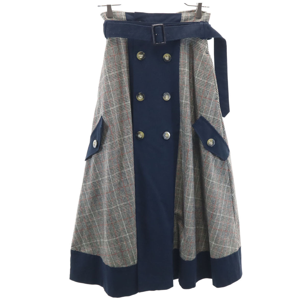 AMERI UNDRESSED アメリ グレンチェック ロングスカート グレージュ レディース