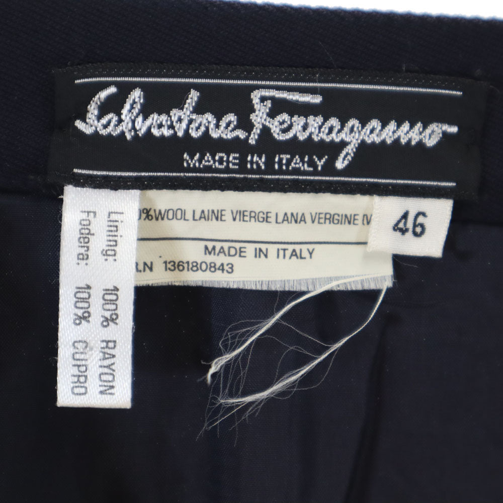 Salvatore Ferragamo サルヴァトーレフェラガモ 90s イタリア製 オールド ミディ丈 タイトスカート 46 濃紺 レディース