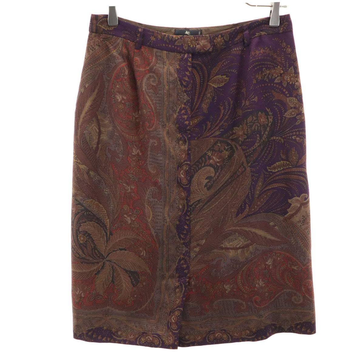 ETRO エトロ イタリア製 総柄 ミモレ丈 タイトスカート 42 パープル レディース