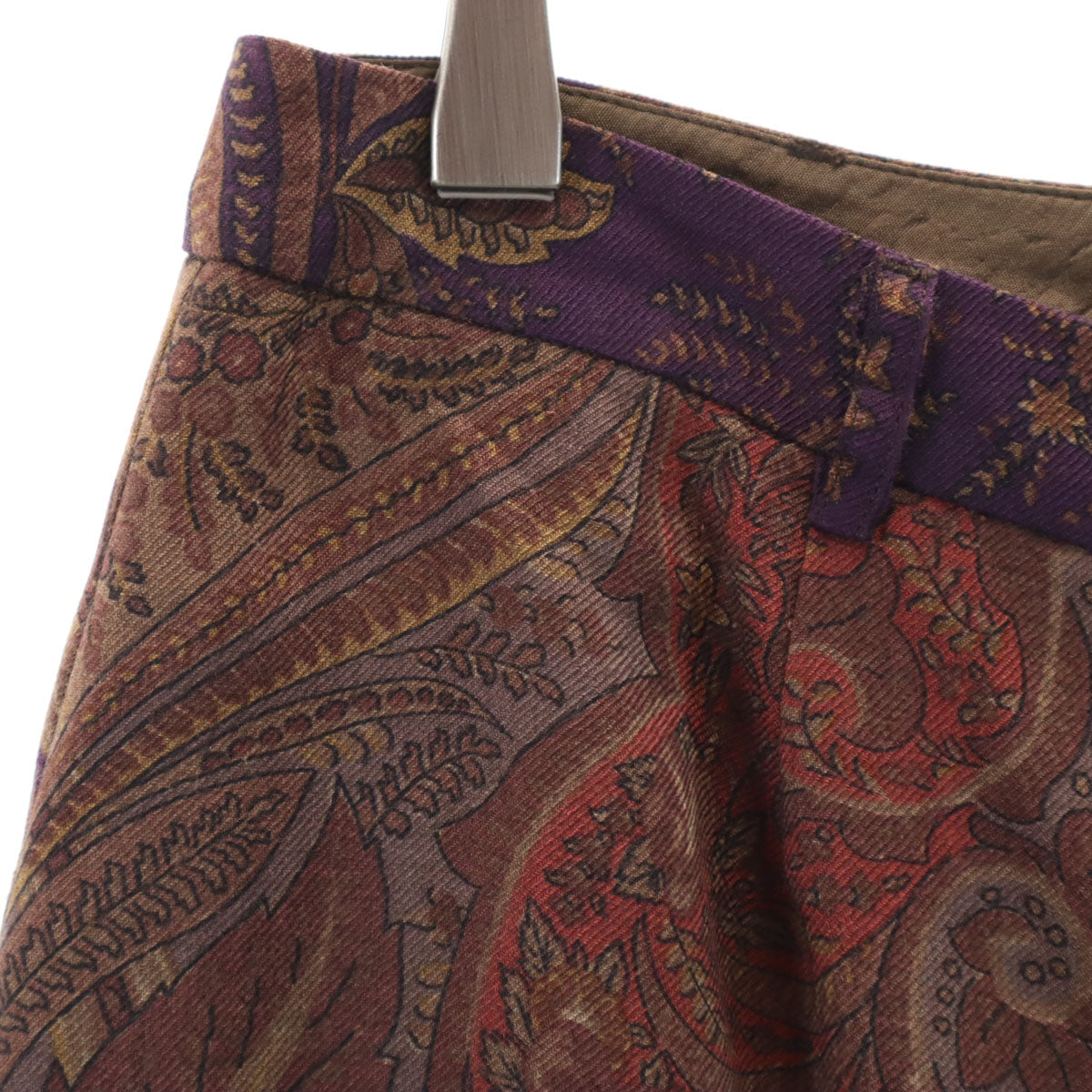 ETRO エトロ イタリア製 総柄 ミモレ丈 タイトスカート 42 パープル レディース