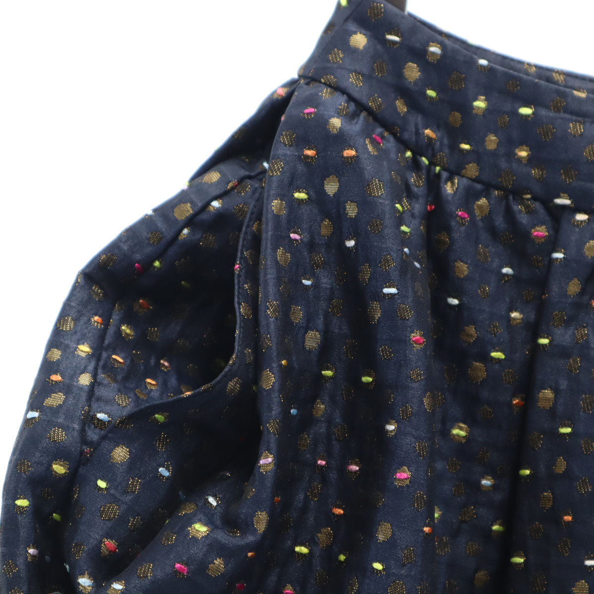 Rene ルネ 日本製 ドット柄 ミニ丈 スカート 34 ネイビー TISSUE レディース