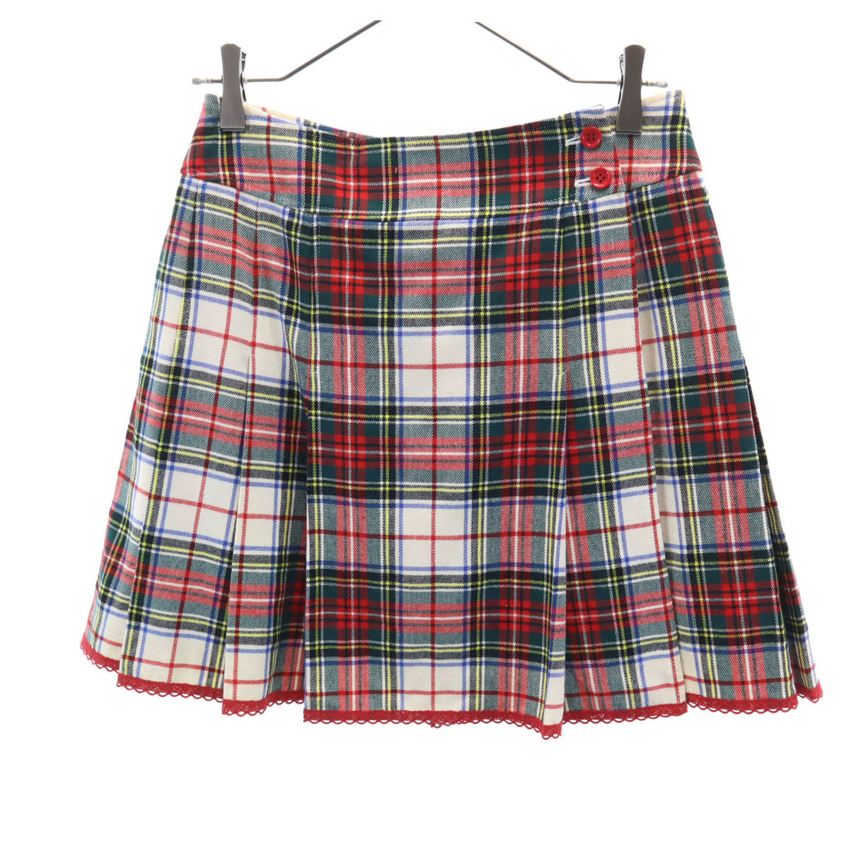 Tha Scotch House ザスコッチハウス 日本製 チェック柄 ミニ丈 ラップスカート 38 マルチ レディース