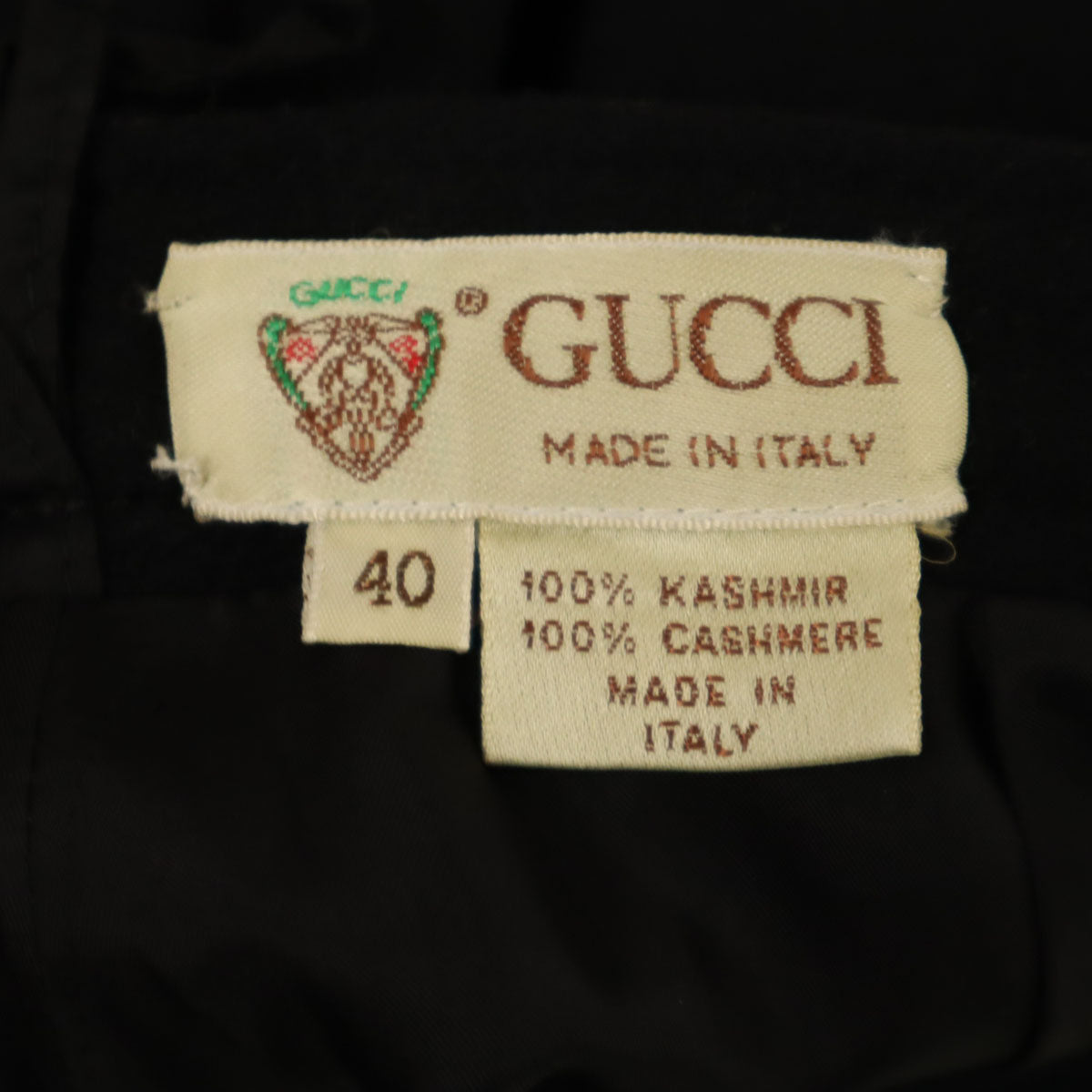 GUCCI グッチ 80s イタリア製 カシミヤ100% ヴィンテージ ミモレ丈 タイトスカート 40 ブラック レディース