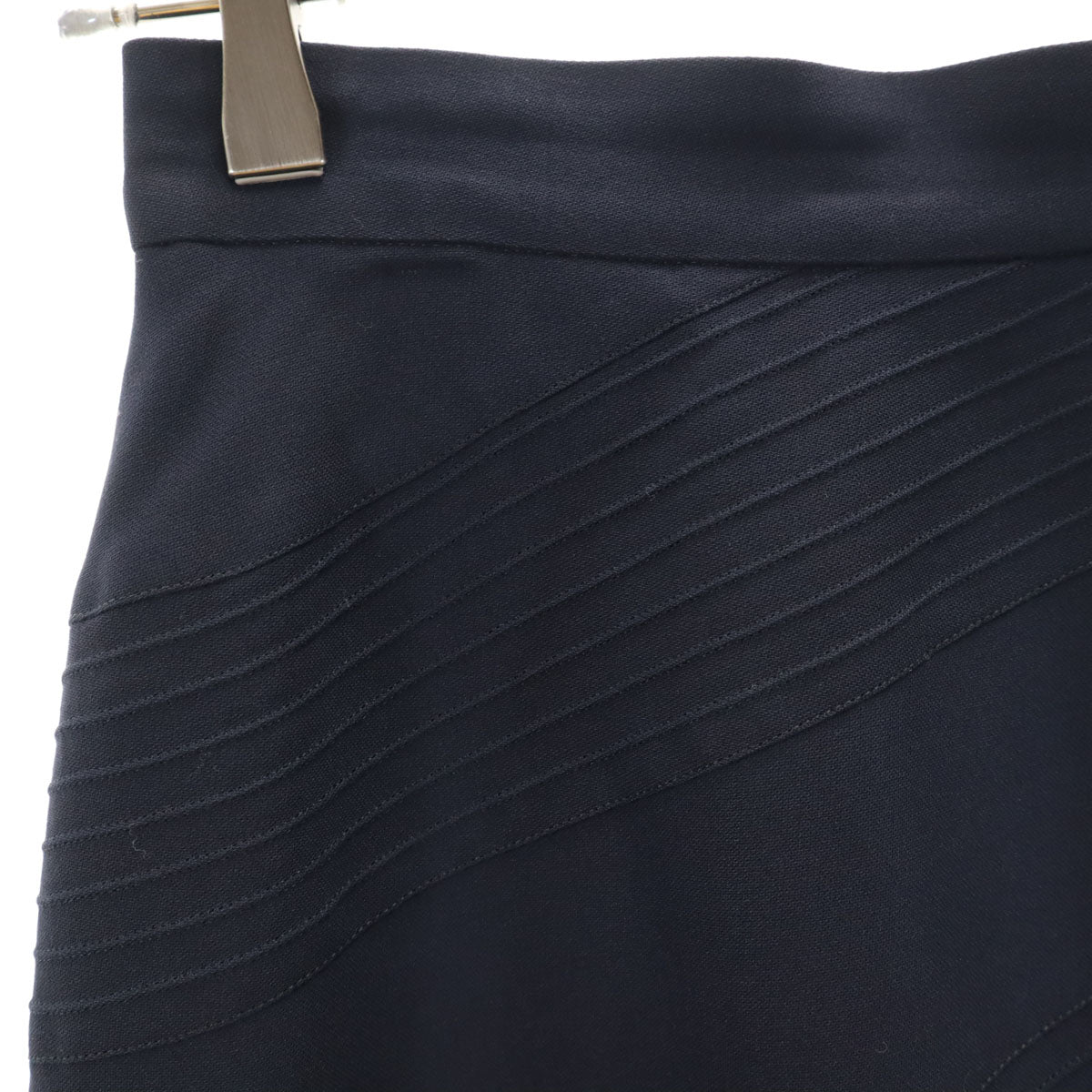 Christian Dior クリスチャンディオール 90s ウールブレンド オールド ミディ丈 台形 スカート M ネイビー レディース