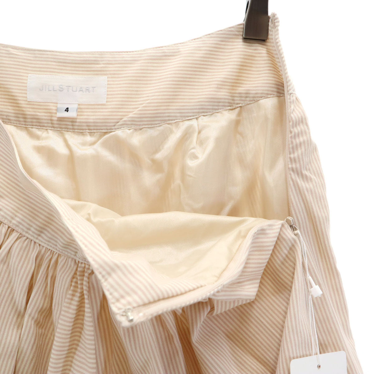 未使用 JILLSTUART ジルスチュアート ストライプ ボーダー柄 ミニスカート 4 ベージュ系 レディース