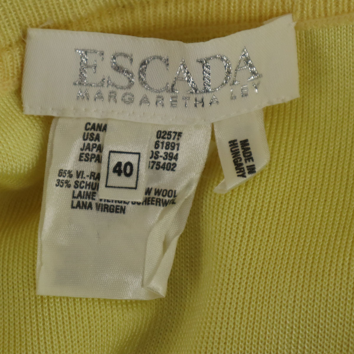 ESCADA エスカーダ ハンガリー製 ミディ丈 ニット タイトスカート 40 イエロー レディース