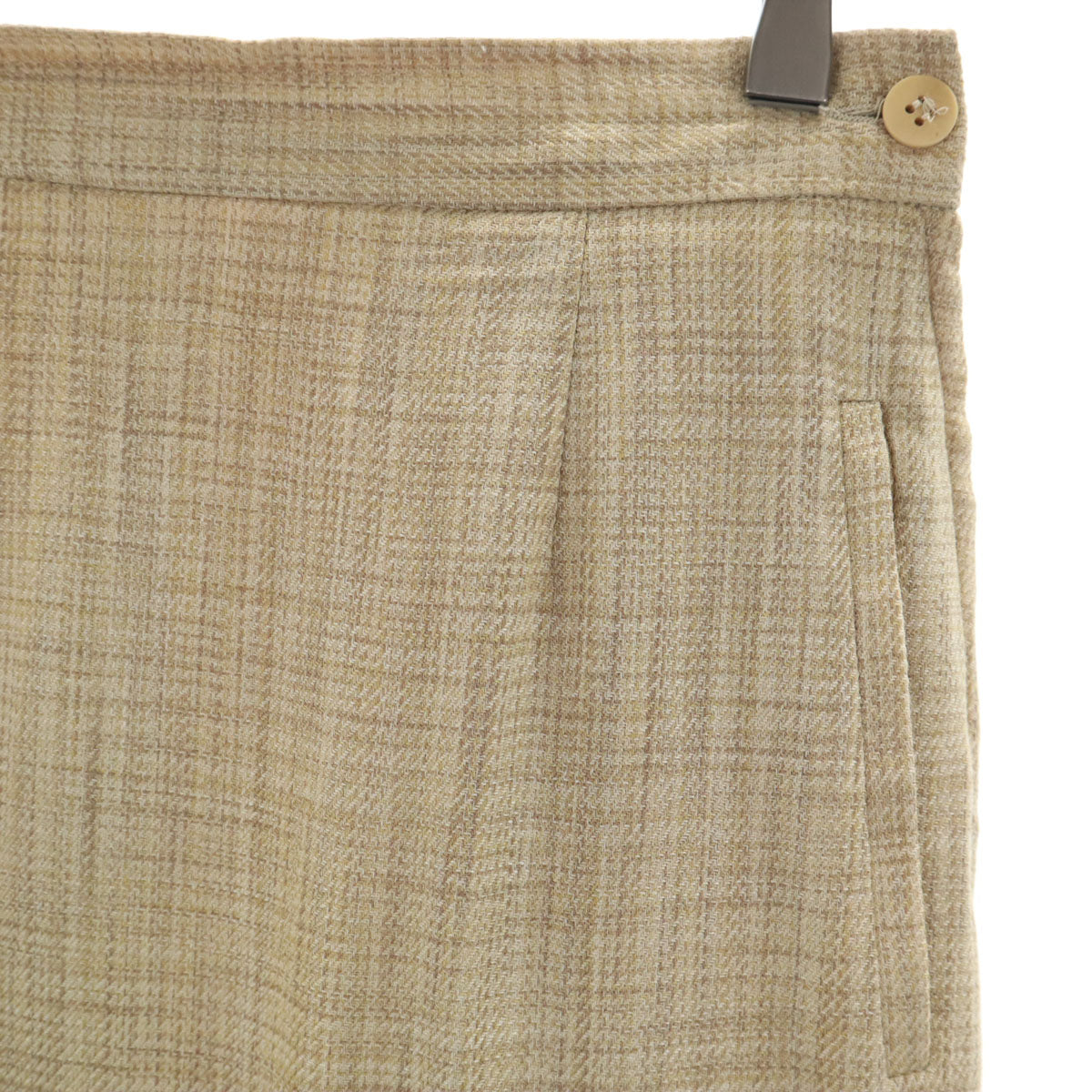 GIORGIO ARMANI ジョルジオアルマーニ 90s イタリア製 オールド チェック柄 ミモレ丈 タイトスカート 40 ベージュ レディース