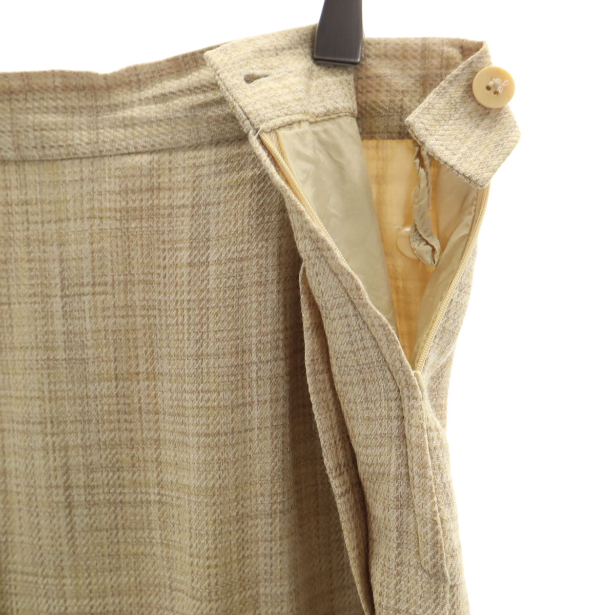 GIORGIO ARMANI ジョルジオアルマーニ 90s イタリア製 オールド チェック柄 ミモレ丈 タイトスカート 40 ベージュ レディース