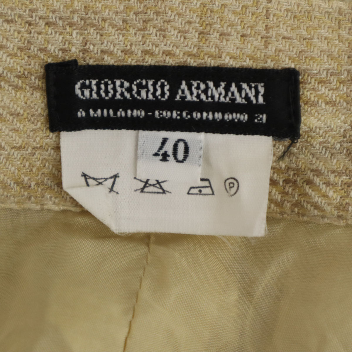 GIORGIO ARMANI ジョルジオアルマーニ 90s イタリア製 オールド チェック柄 ミモレ丈 タイトスカート 40 ベージュ レディース