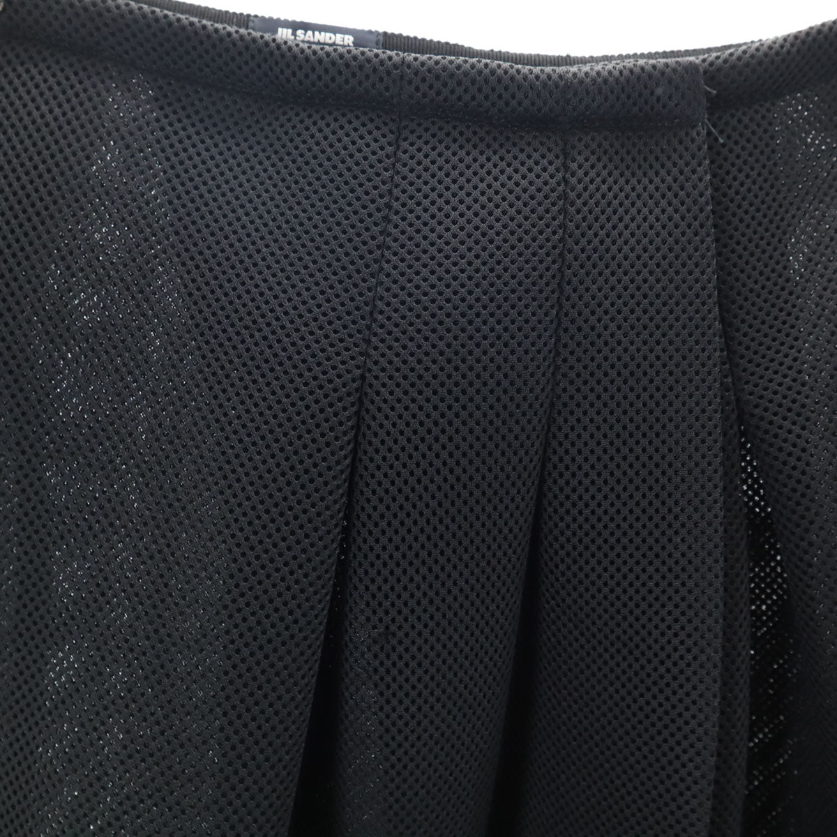 JIL SANDER NAVY ジルサンダーネイビー イタリア製 ミディ丈 メッシュ ボックス プリーツスカート 32 ブラック ラップ レディース