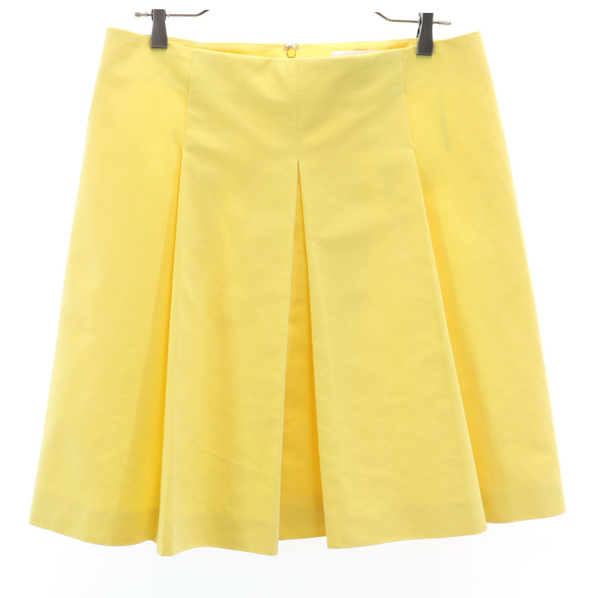 CELINE セリーヌ フランス製 ミディ丈 プリーツスカート 36 イエロー レディース