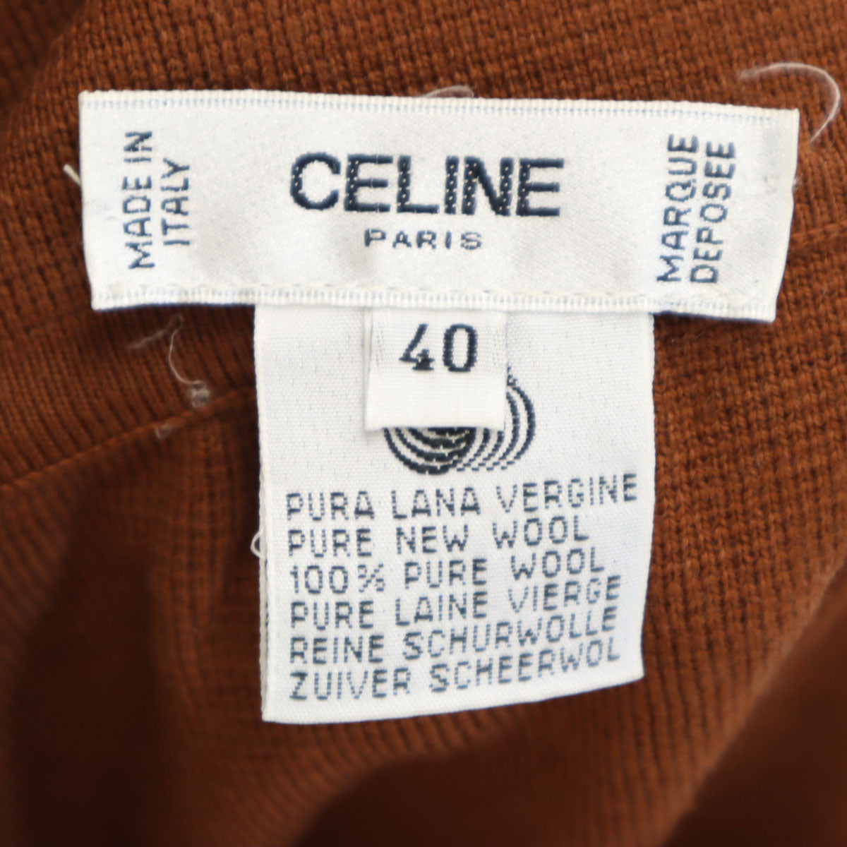 CELINE セリーヌ イタリア製 ミディ丈 ニット タイトスカート 40 ブラウン レディース