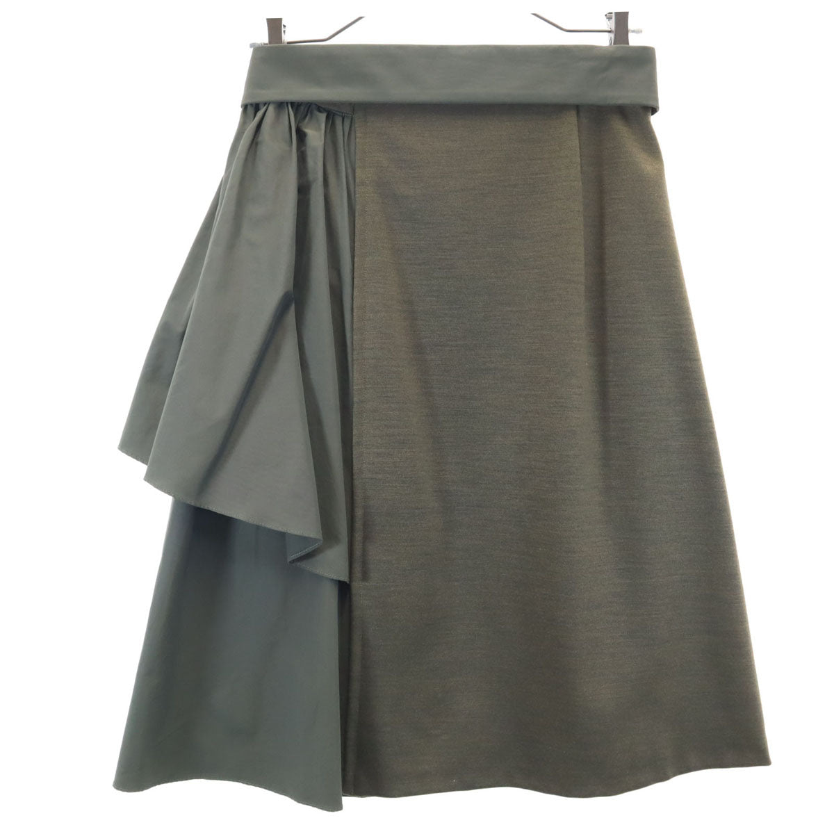 SPORTMAX スポーツマックス イタリア製 ギャザー切替 膝丈スカート M カーキ マックスマーラ レディース