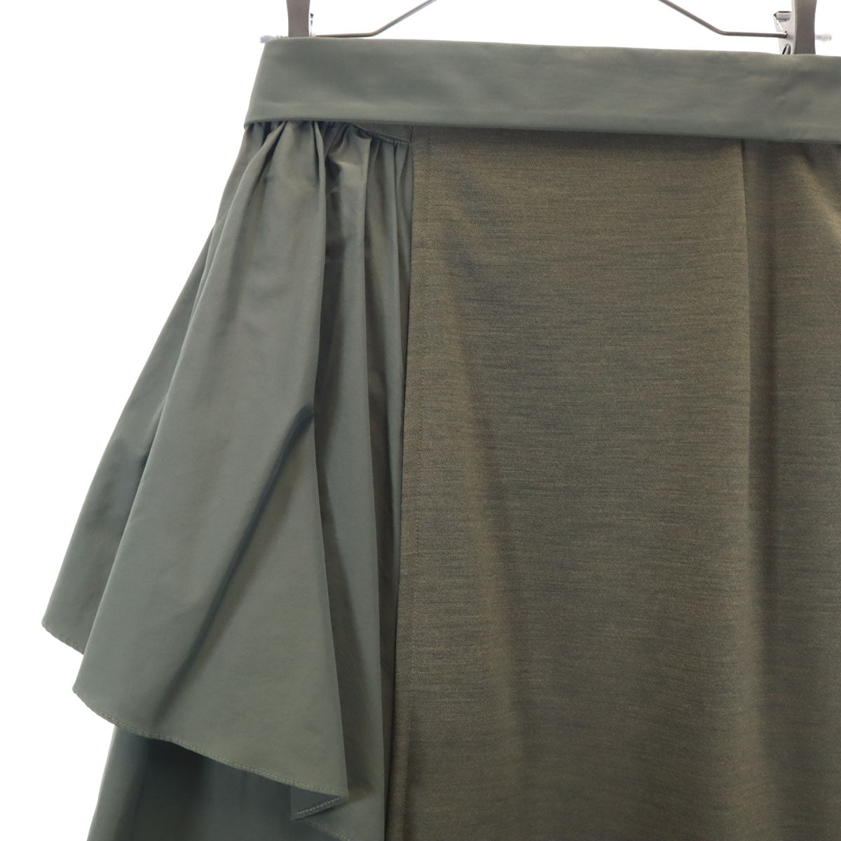 SPORTMAX スポーツマックス イタリア製 ギャザー切替 膝丈スカート M カーキ マックスマーラ レディース
