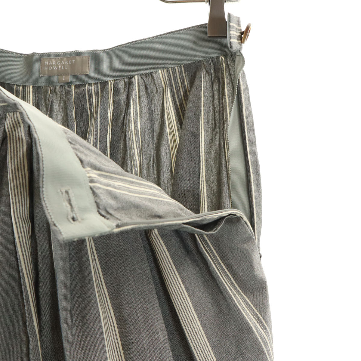 MARGARET HOWELL マーガレットハウエル シルクブレンド 日本製 ミディ丈 スカート 1 グレー レディース