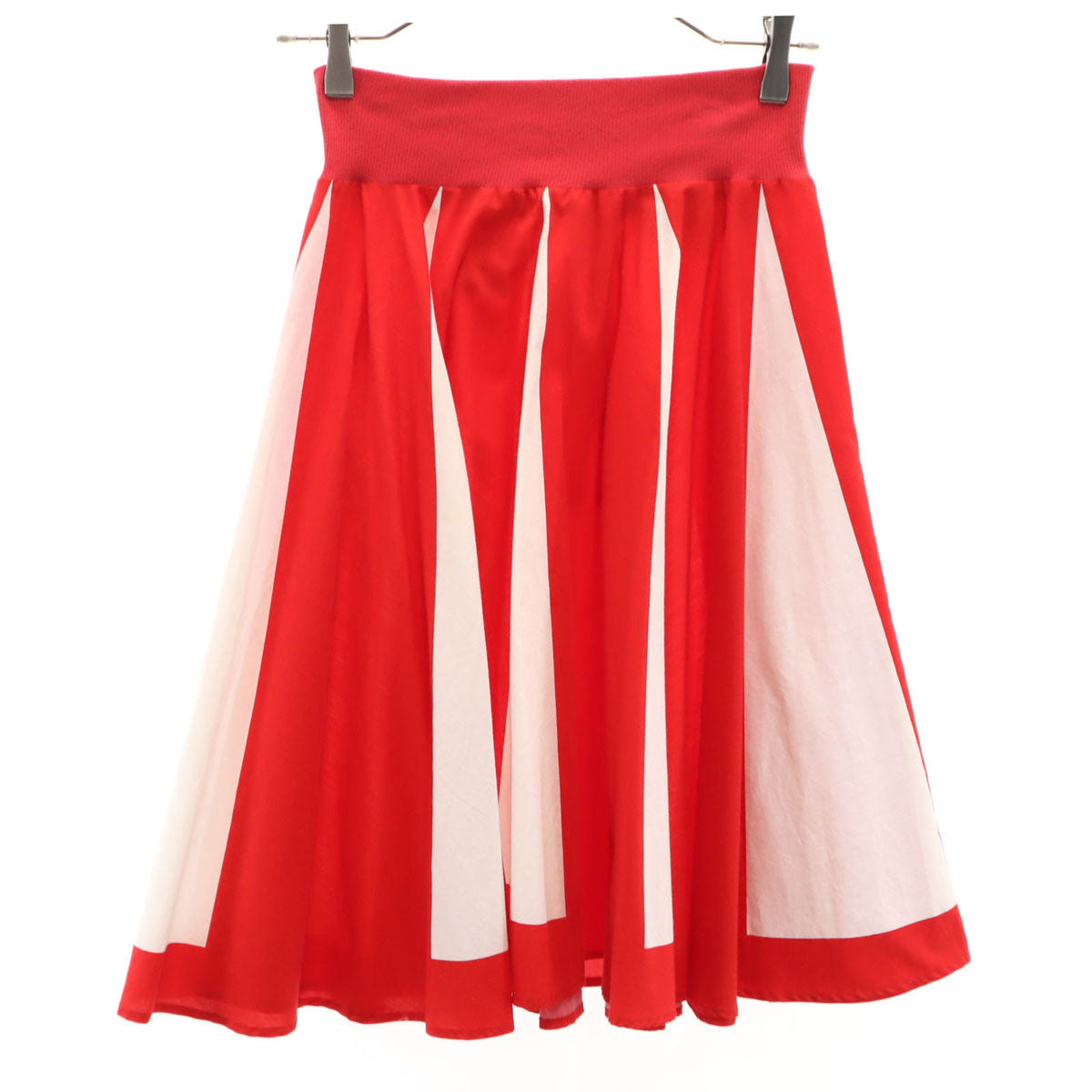 agnes b. アニエスベー フランス製 ミディ丈 フレアスカート 2 レッド レディース