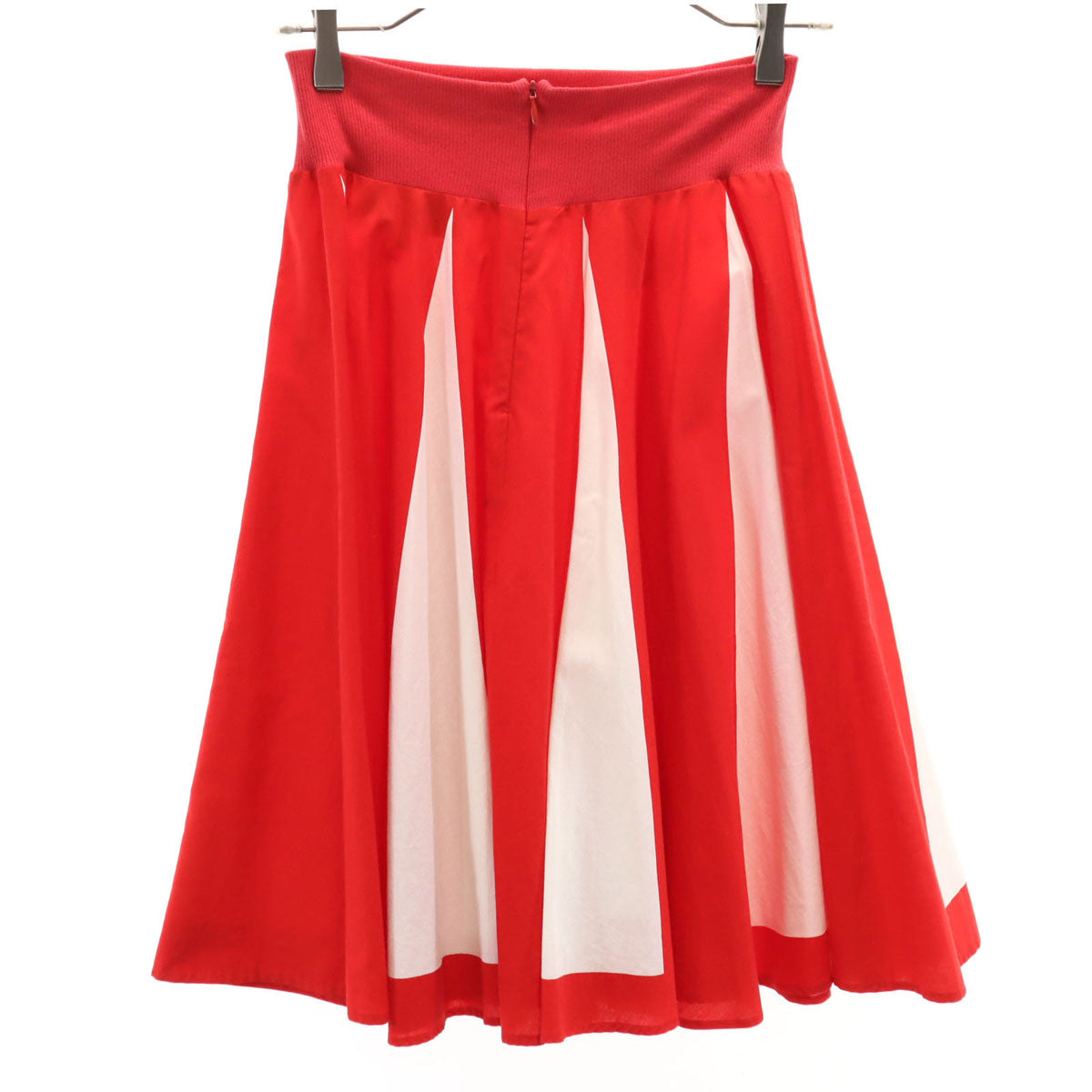 agnes b. アニエスベー フランス製 ミディ丈 フレアスカート 2 レッド レディース