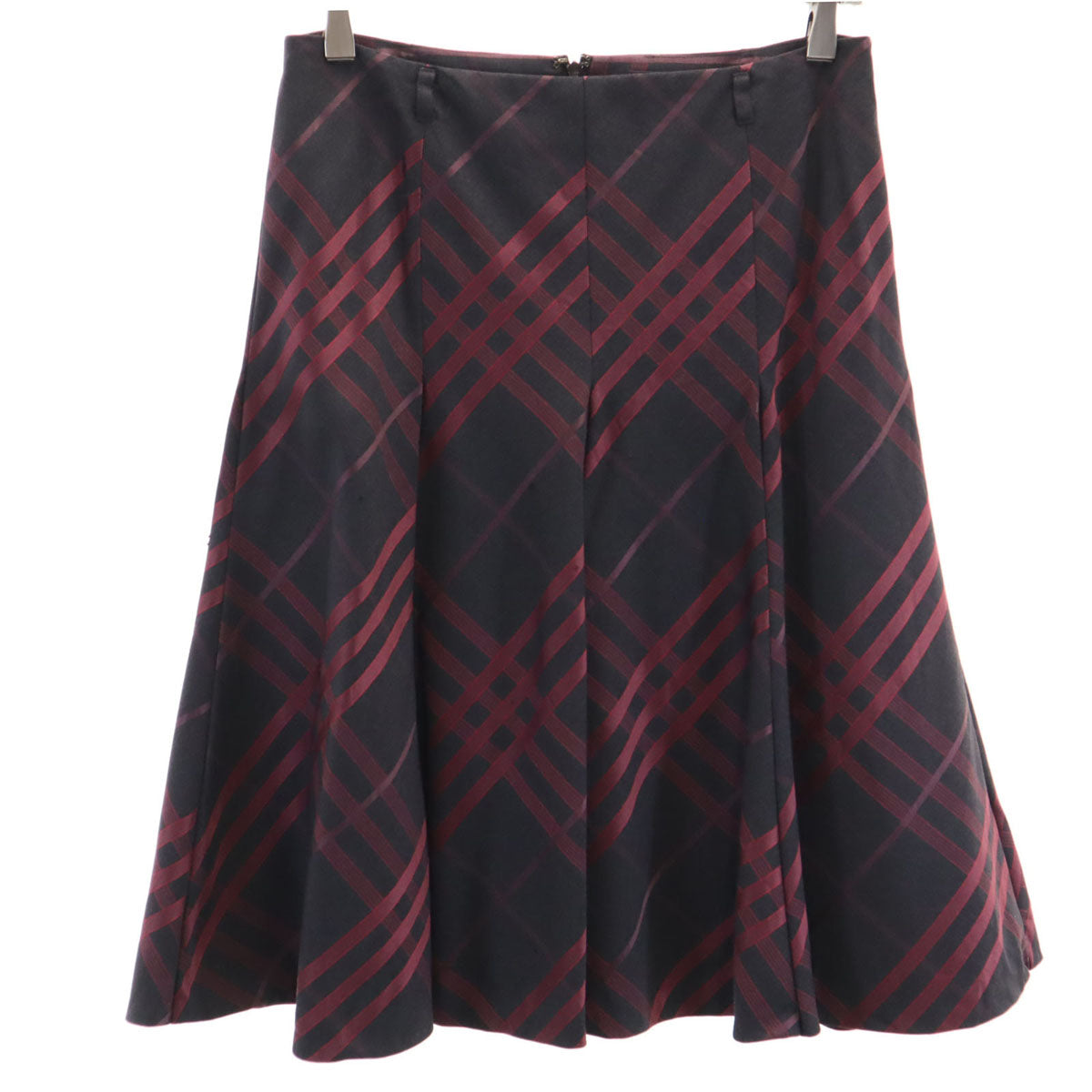 BURBERRY LONDON バーバリーロンドン 日本製 ウールブレンド ミモレ丈 フレアスカート 40 ブラック系 レディース