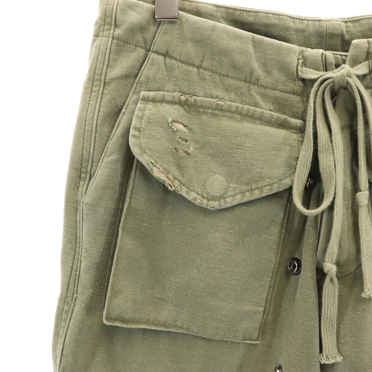 GREG LAUREN グレッグローレン USA製 カーゴショートパンツ 0 カーキ メンズ