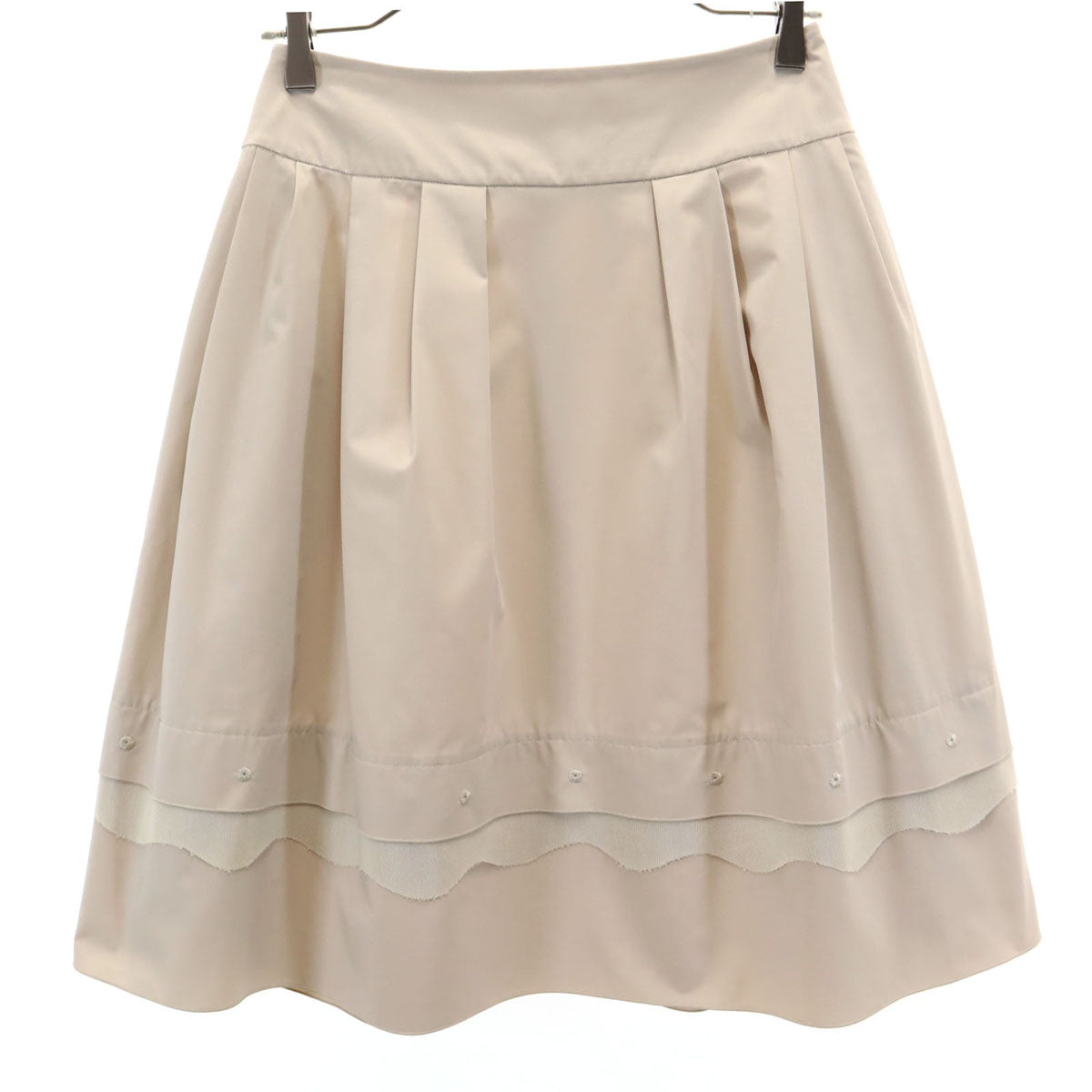 FOXEY NEW YORK フォクシーニューヨーク 日本製 ミディ丈 フレアスカート 42 グレージュ レディース