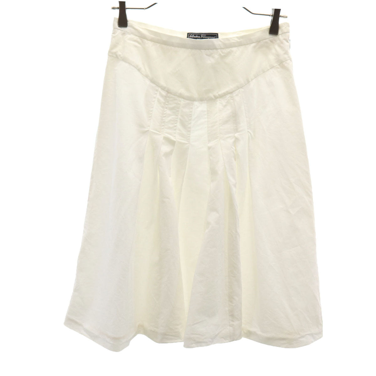 Salvatore Ferragamo サルヴァトーレフェラガモ イタリア製 ミディスカート 38 ホワイト レディース