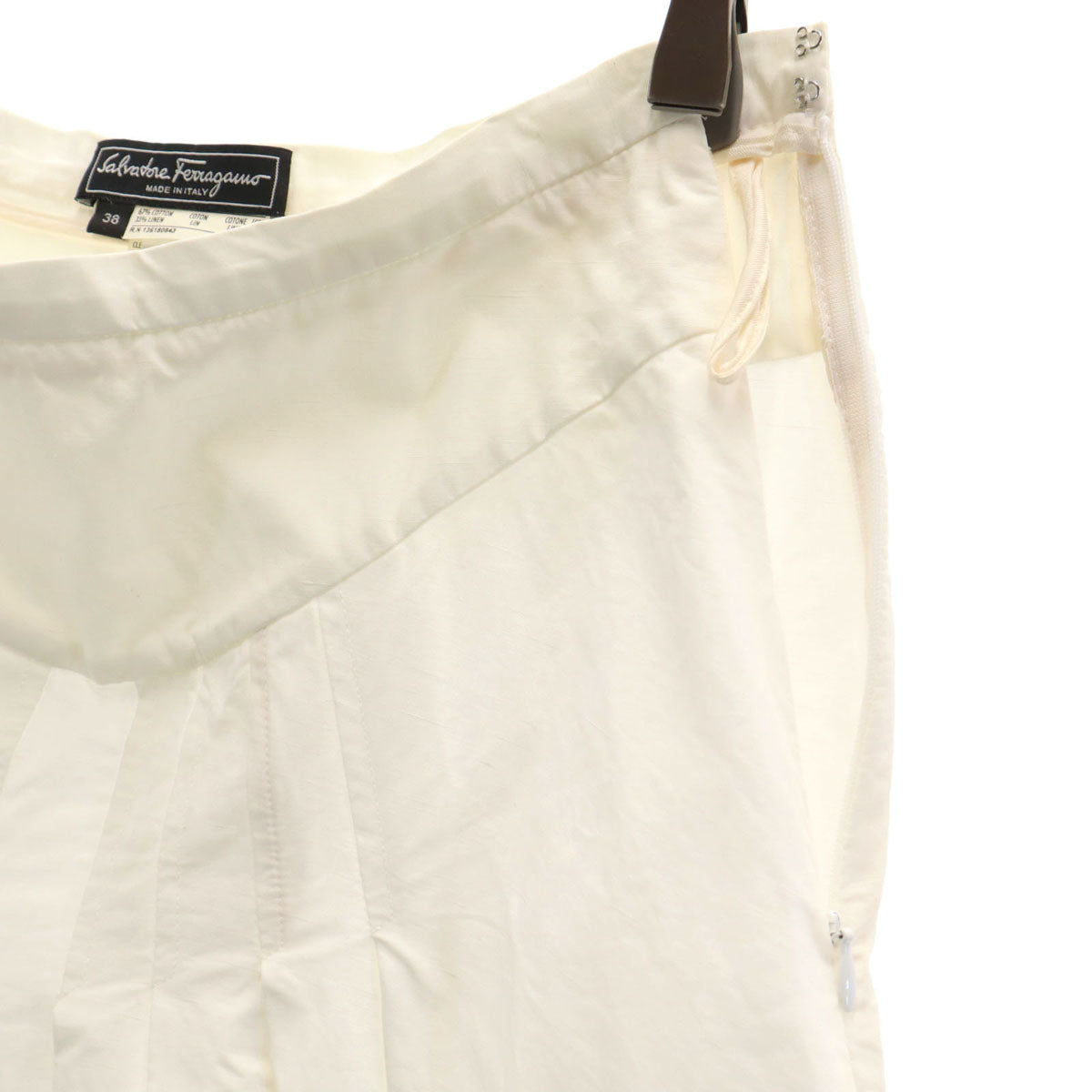 Salvatore Ferragamo サルヴァトーレフェラガモ イタリア製 ミディスカート 38 ホワイト レディース