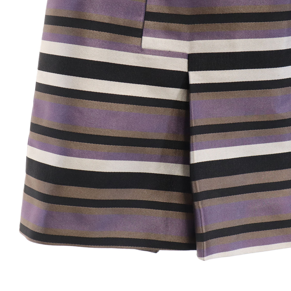 LOUIS VUITTON ルイヴィトン フランス製 シルクブレンド ボーダー柄 ミディ丈 タイトスカート 36 パープル レディース