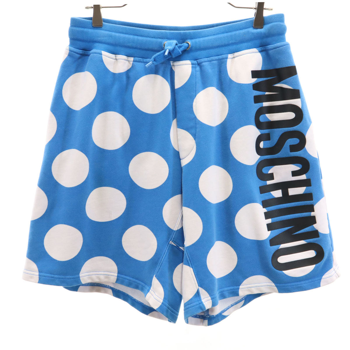 MOSCHINO モスキーノ ポルトガル製 ドット柄 スウェット ショートパンツ 48 水色 水玉 レディース