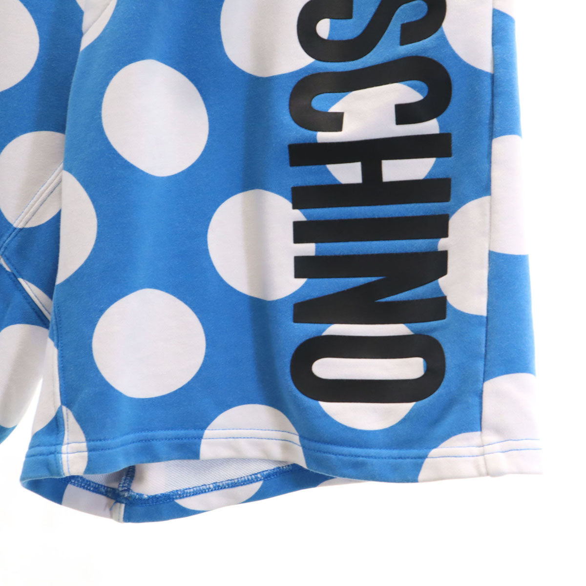 MOSCHINO モスキーノ ポルトガル製 ドット柄 スウェット ショートパンツ 48 水色 水玉 レディース