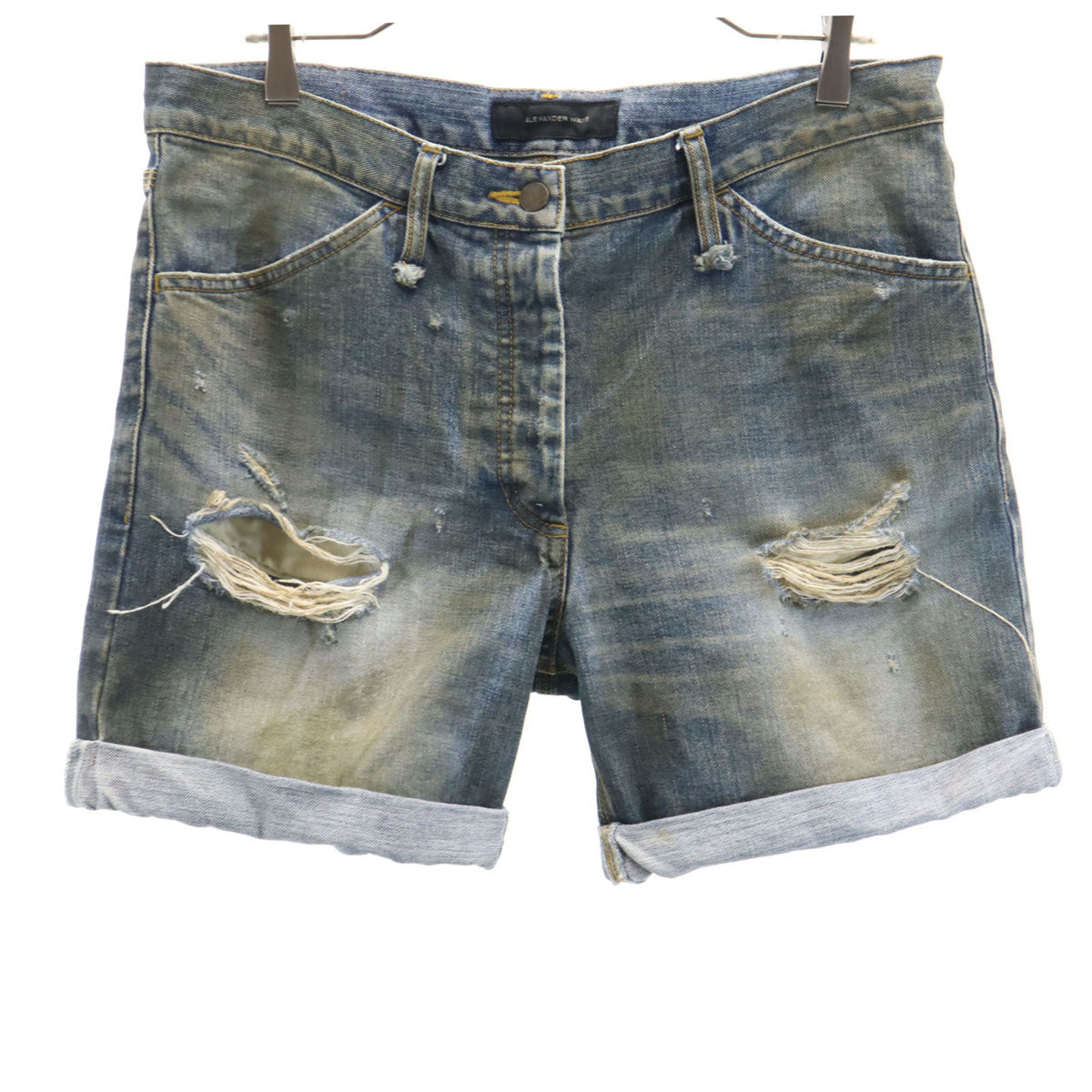 Alexander Wang アレキサンダーワン 日本製 ヴィンテージ加工 デニムショートパンツ W27 ウォッシュブルー レディース