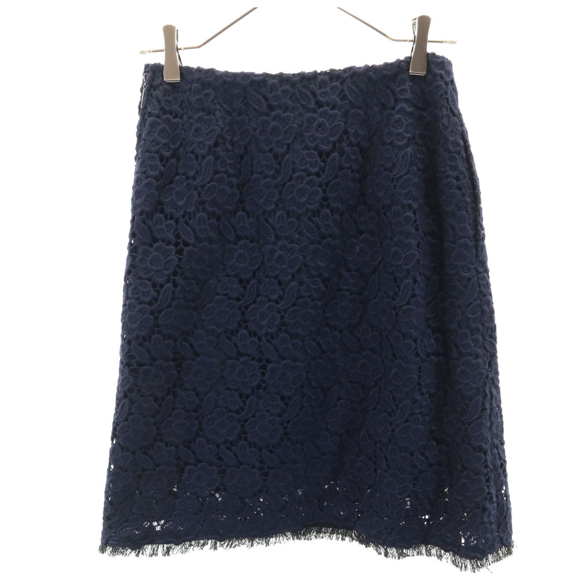 Rene ルネ ウールブレンド ミディ丈 スカート 36 ネイビー レディース