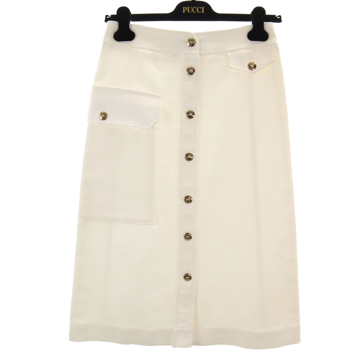 Emilio Pucci エミリオプッチ イタリア製 ミモレ丈 タイトスカート 38 アイボリー ハンガー付き レディース