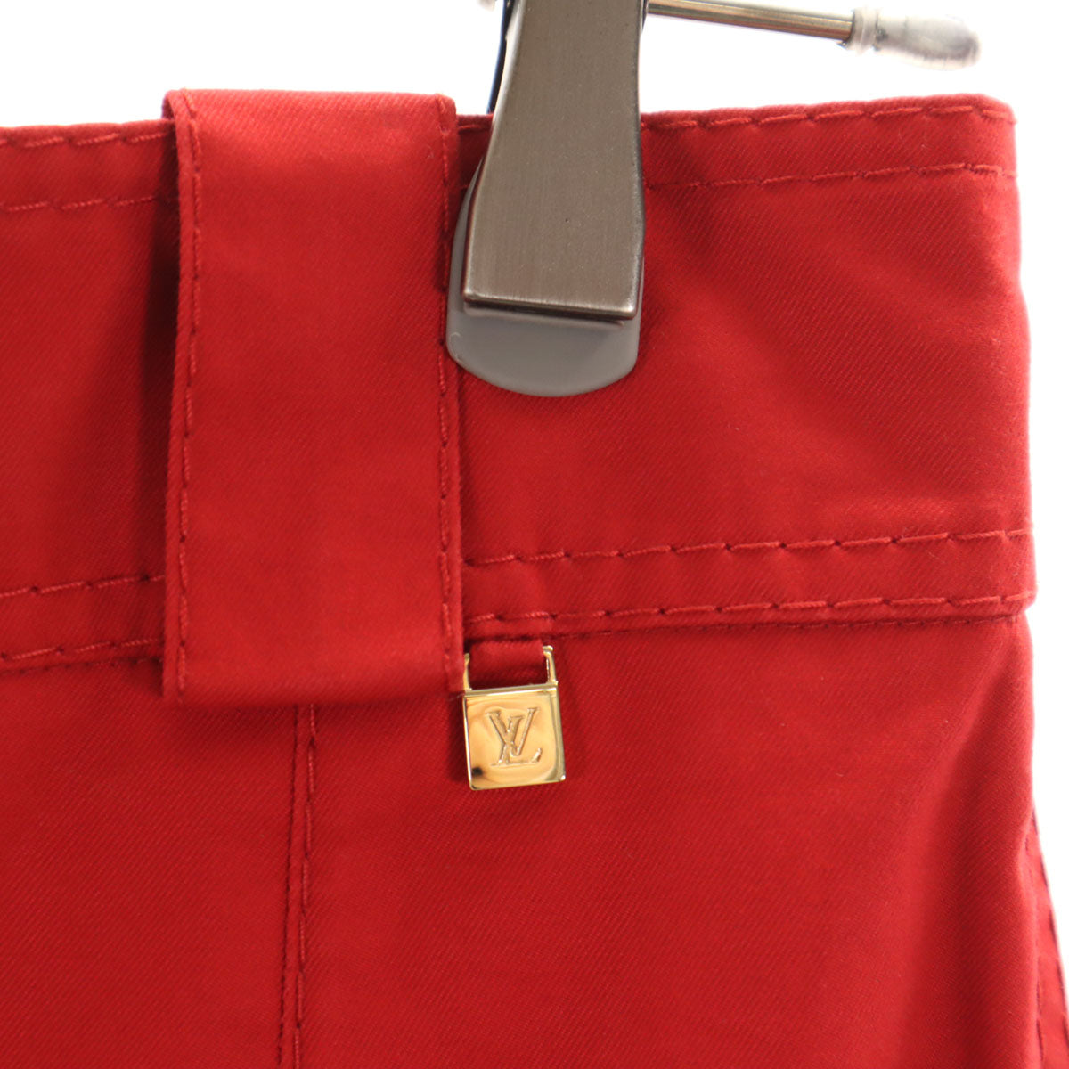 LOUIS VUITTON ルイヴィトン フランス製 ミモレ丈 タイトスカート 34 レッド レディース