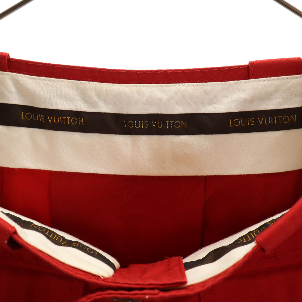 LOUIS VUITTON ルイヴィトン フランス製 ミモレ丈 タイトスカート 34 レッド レディース