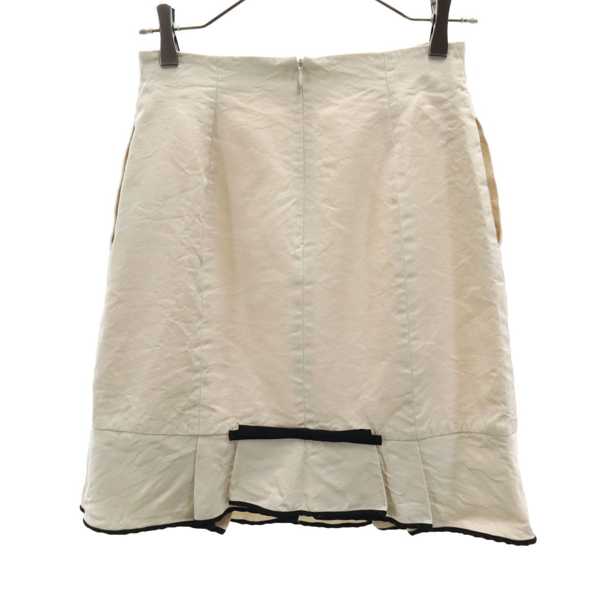 FOXEY フォクシー 日本製 シルク ミディスカート 38 ベージュ レディース