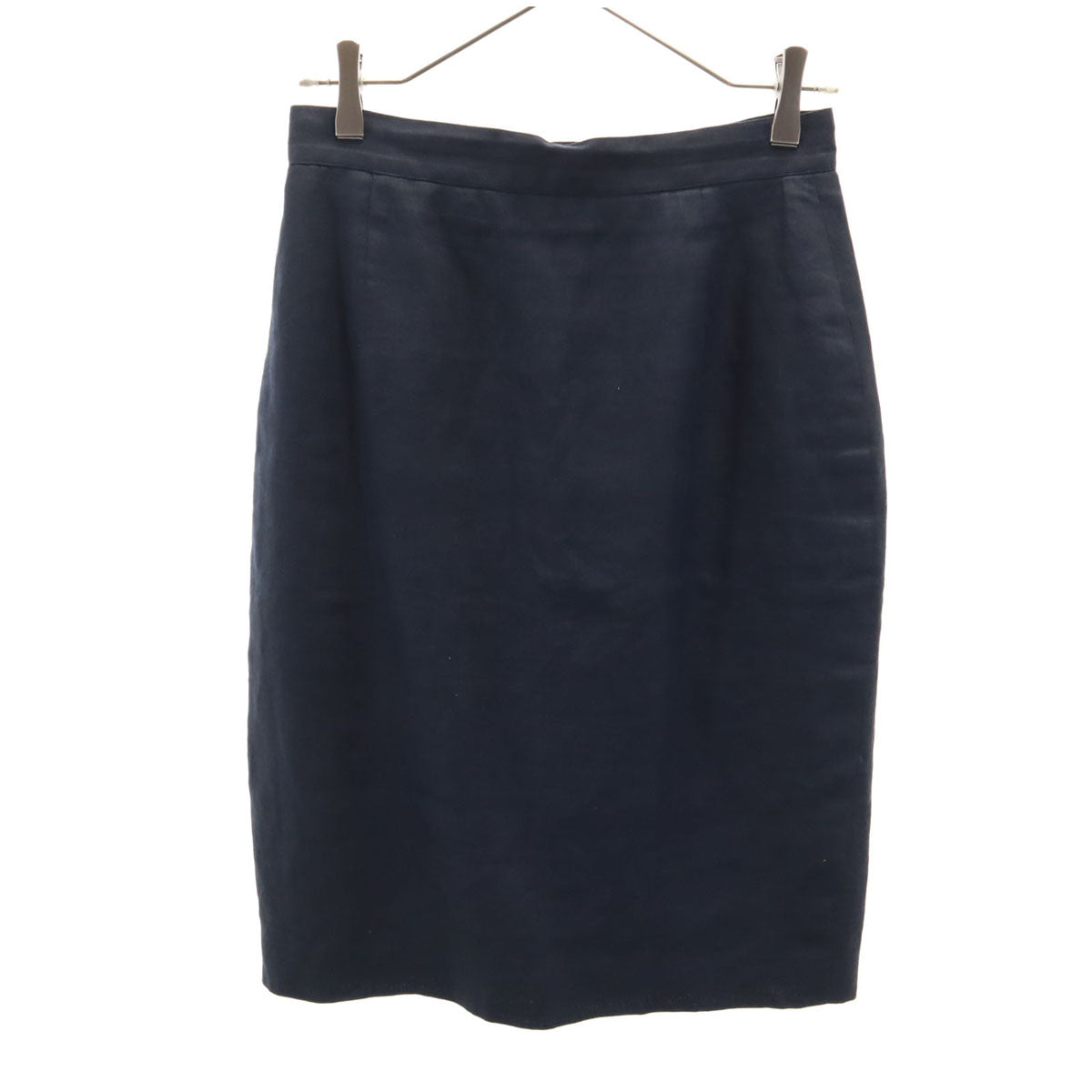 FENDI フェンディ イタリア製 リネン ミモレ丈 タイトスカート 42 ネイビー レディース