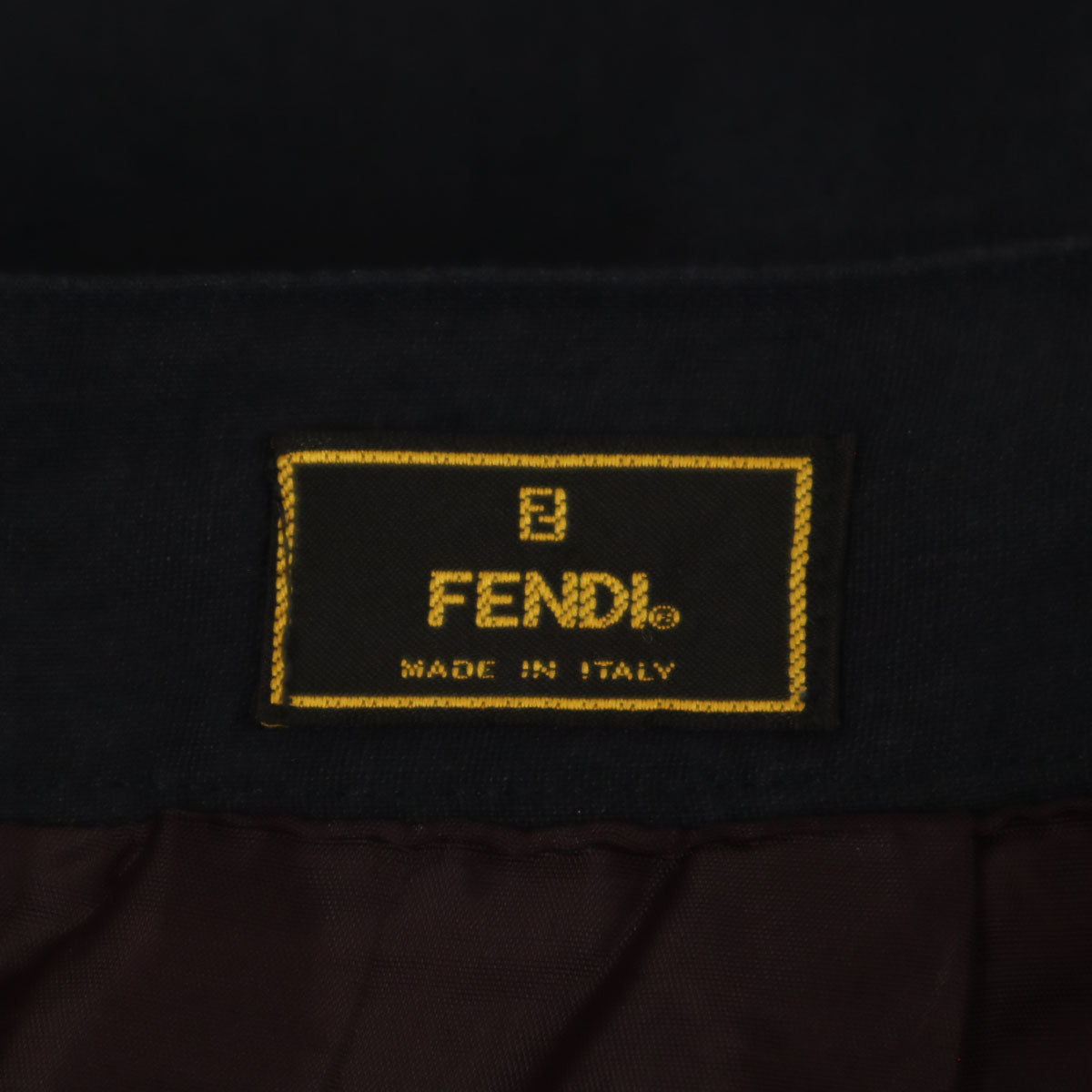 FENDI フェンディ イタリア製 リネン ミモレ丈 タイトスカート 42 ネイビー レディース