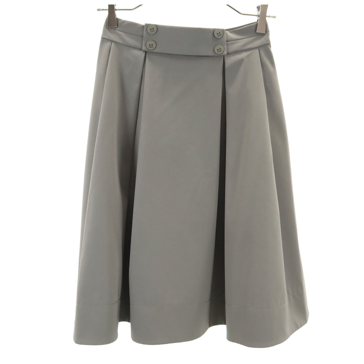 FOXEY NEW YORK フォクシーニューヨーク 日本製 ミディ丈 ボックス プリーツスカート 38 グレー レディース