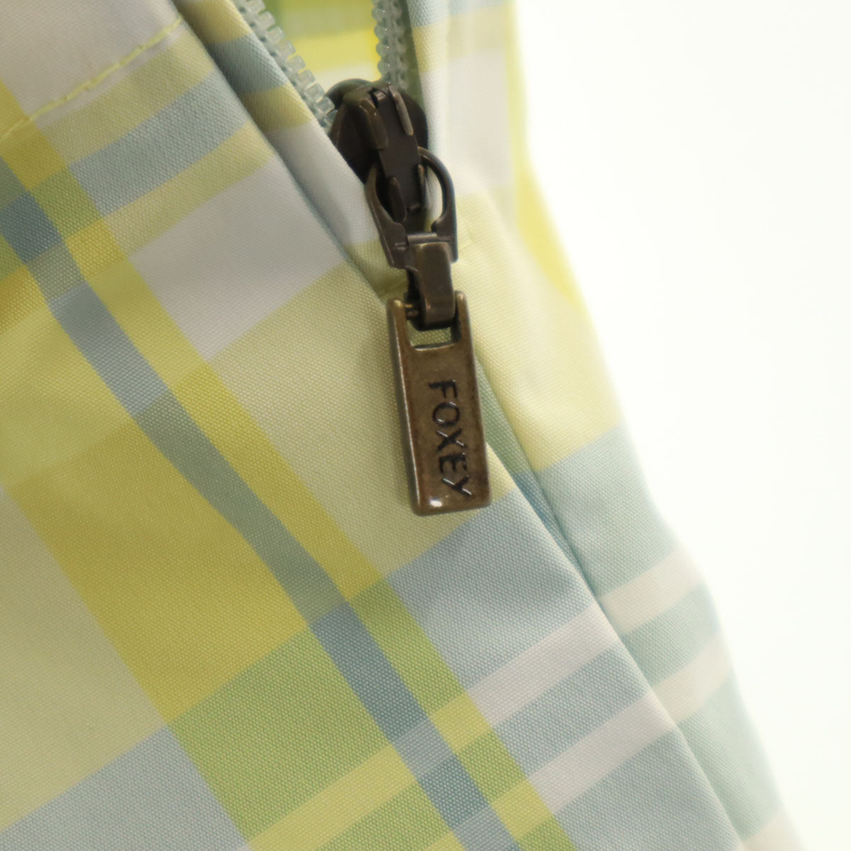 FOXEY NEW YORK フォクシーニューヨーク 日本製 チェック柄 ミディ丈 フレアスカート 38 イエロー レディース