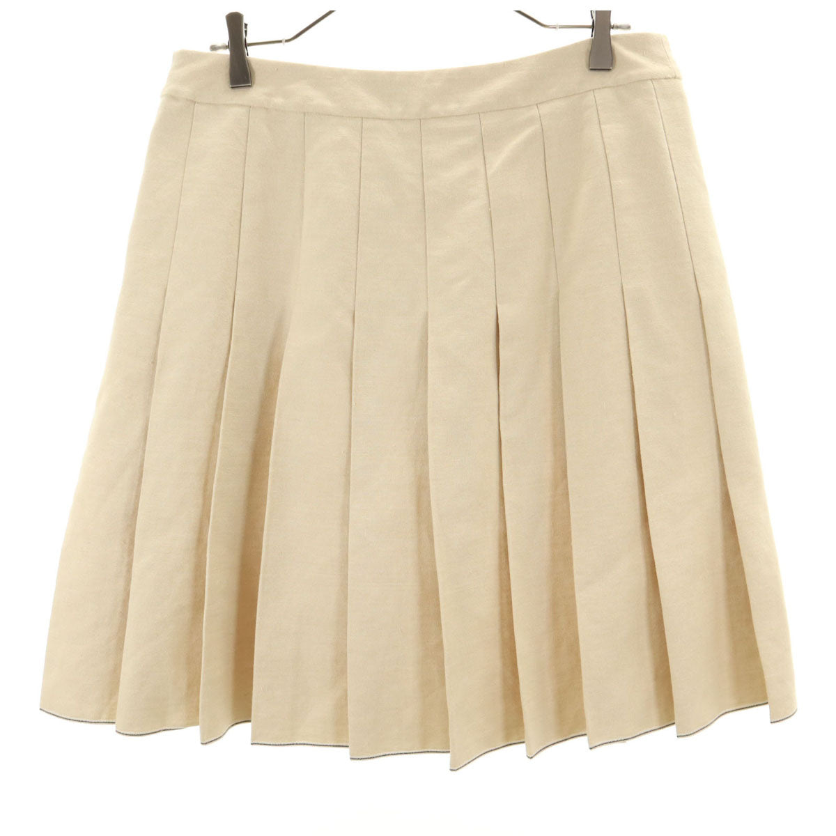 JIL SANDER NAVY ジルサンダーネイビー イタリア製 リネンブレンド ミディ丈 プリーツスカート 40 ベージュ レディース