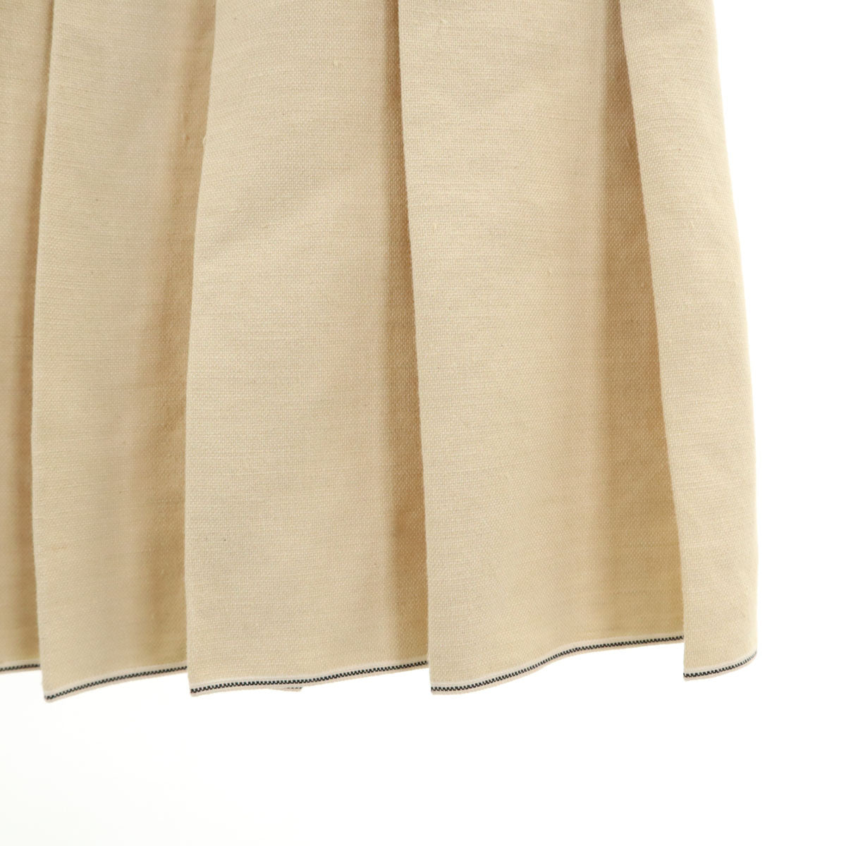 JIL SANDER NAVY ジルサンダーネイビー イタリア製 リネンブレンド ミディ丈 プリーツスカート 40 ベージュ レディース