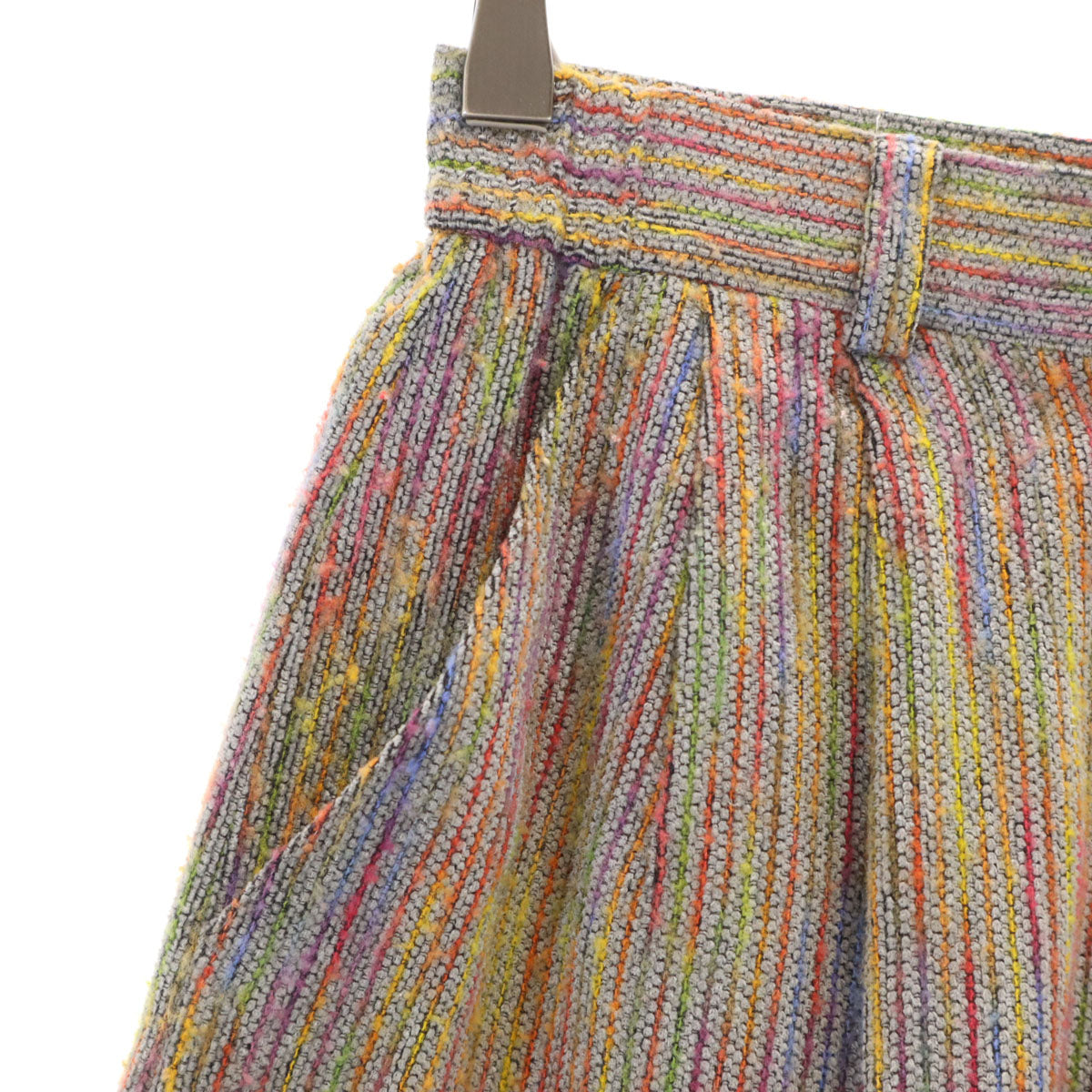 KENZO GOLF ケンゾーゴルフ 90s 日本製 ウールブレンド オールド ストライプ柄 ゴルフ ニット ショートパンツ 1 グレー系 レディース