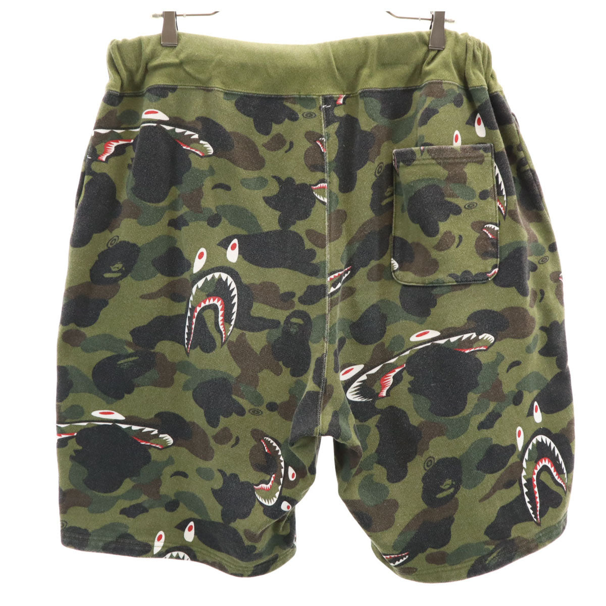 A BATHING APE アベイシングエイプ 日本製 迷彩柄 スウェットショートパンツ XL カーキ 裏起毛 メンズ